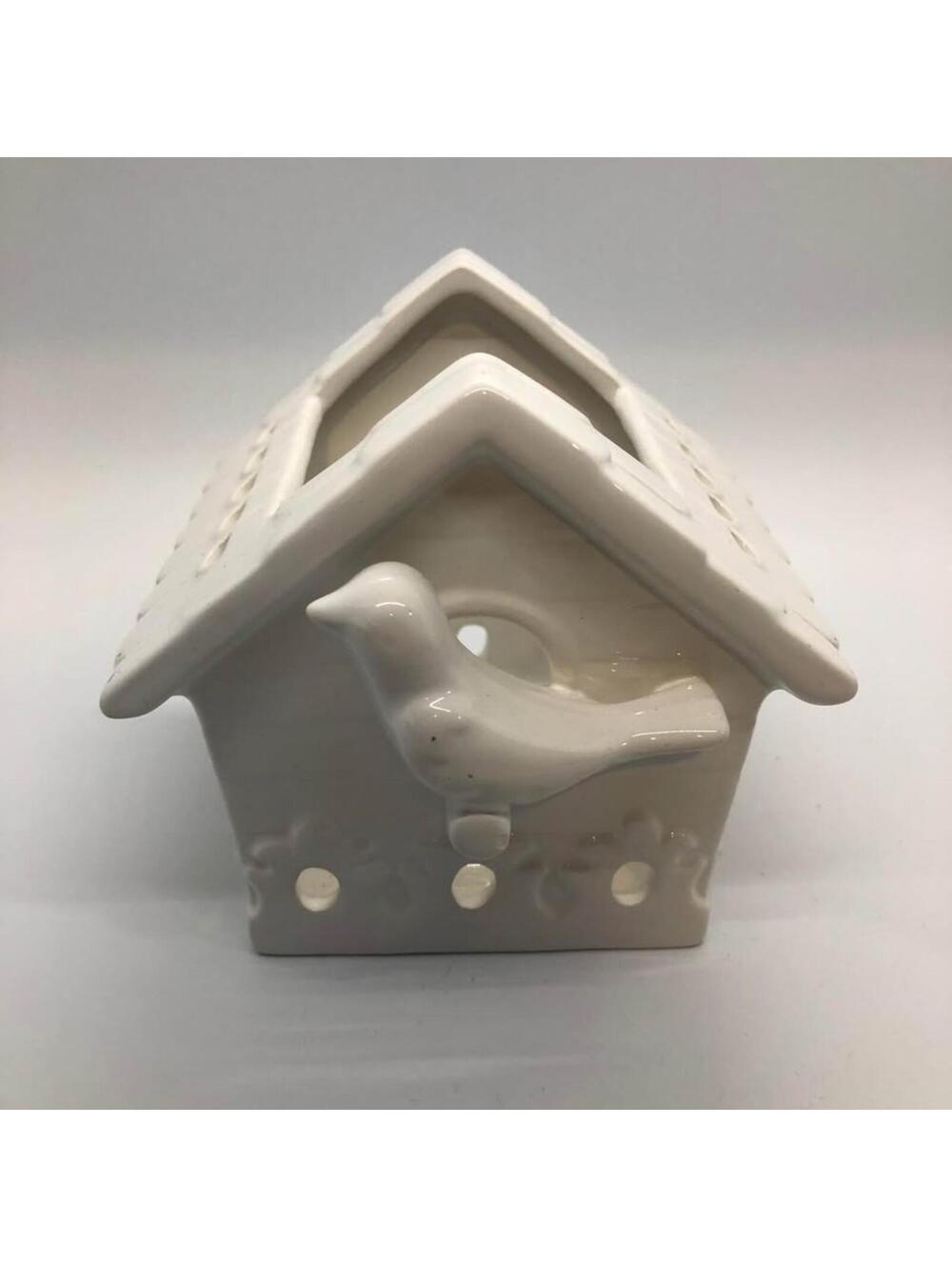 White Bird house planter